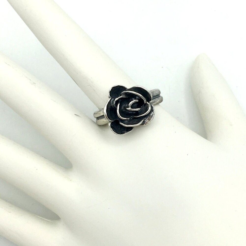 SILPADA Rose Ring R2207 - size 9.75 oxidized sterling silver 3-D flower rosette